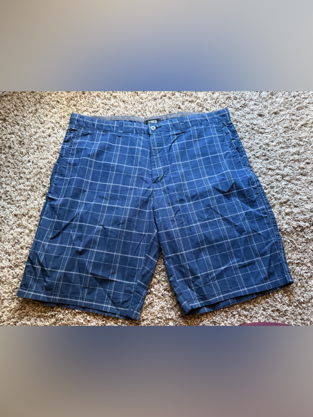Saks Fifth Avenue Men’s Navy Blue Plaid Flat-Front Shorts